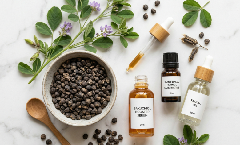 Bakuchiol là gì - hạt babchi và serum dưỡng da