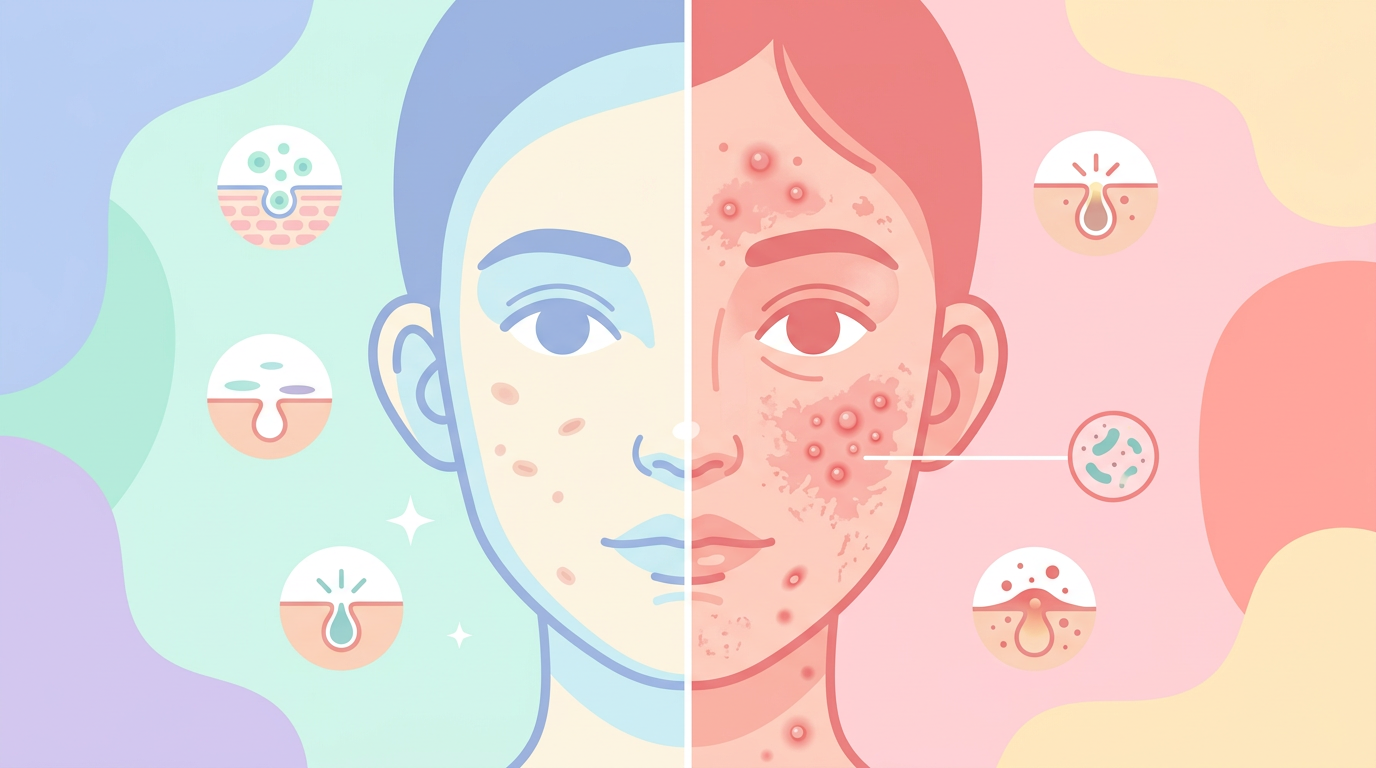 Phân biệt purging và breakout da - minh họa hai trạng thái da khác nhau