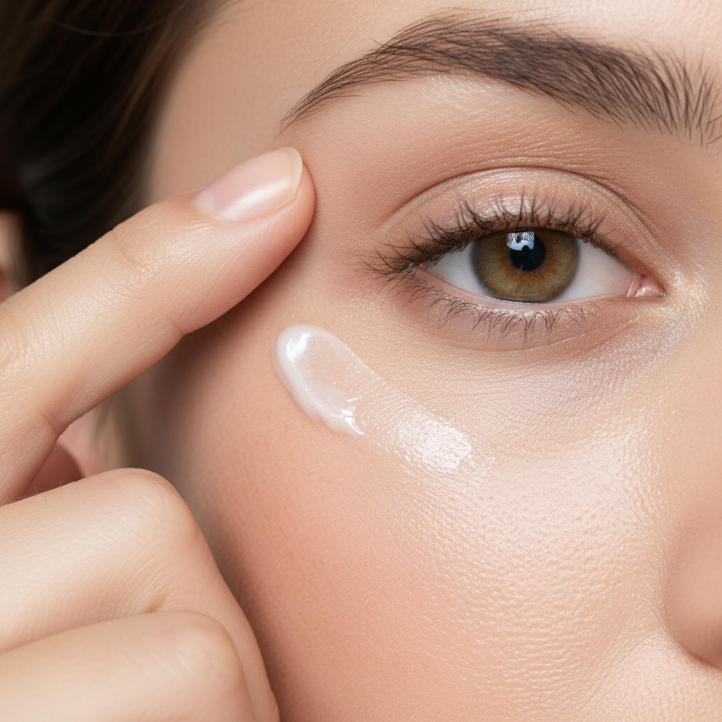 Cách thoa kem dưỡng mắt đúng chuẩn — thoa nhẹ vùng da quanh mắt