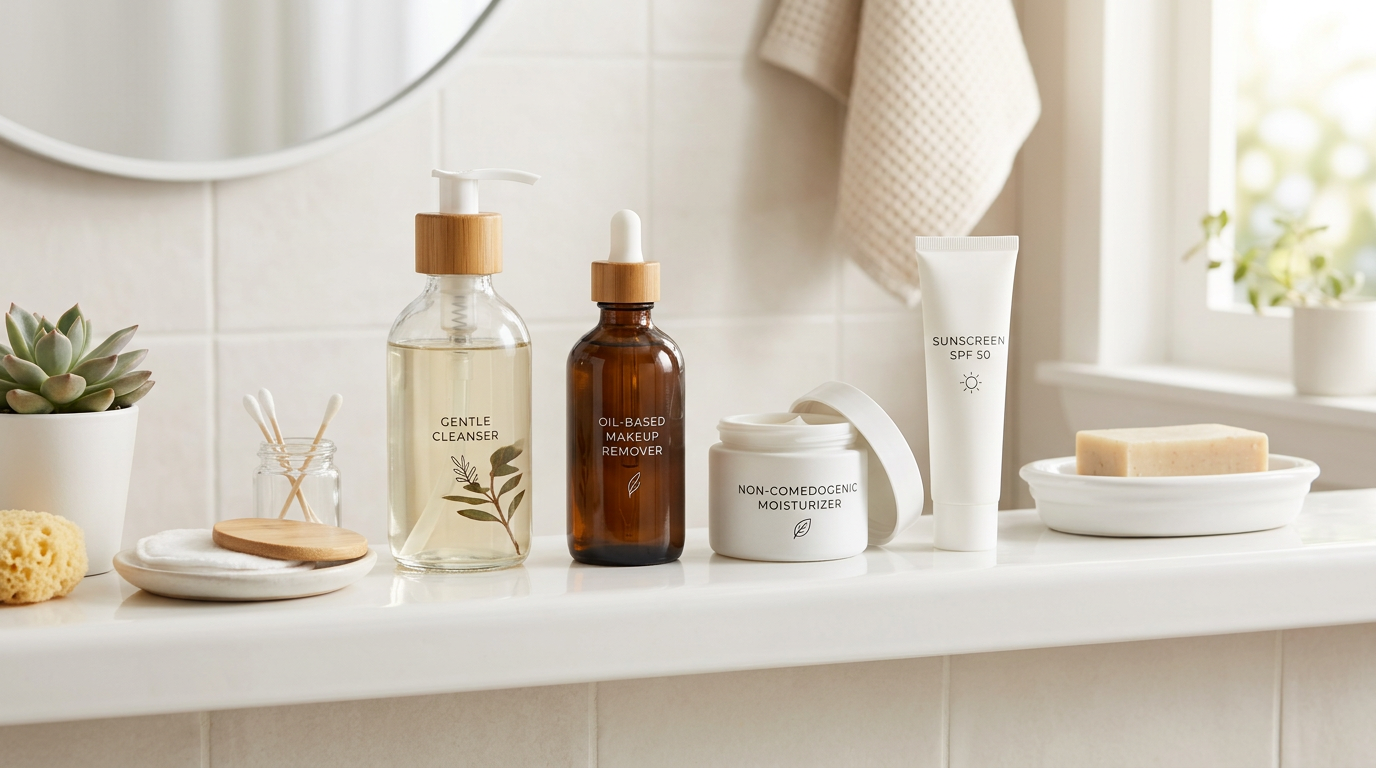 Bộ sản phẩm trang điểm sạch non-comedogenic giúp da không nổi mụn