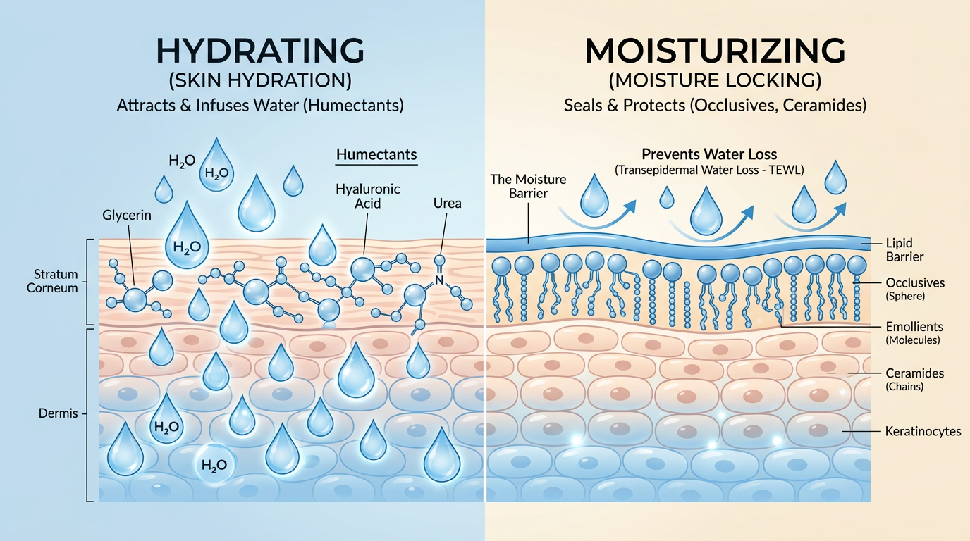 Sự khác biệt giữa cấp nước và dưỡng ẩm cho da