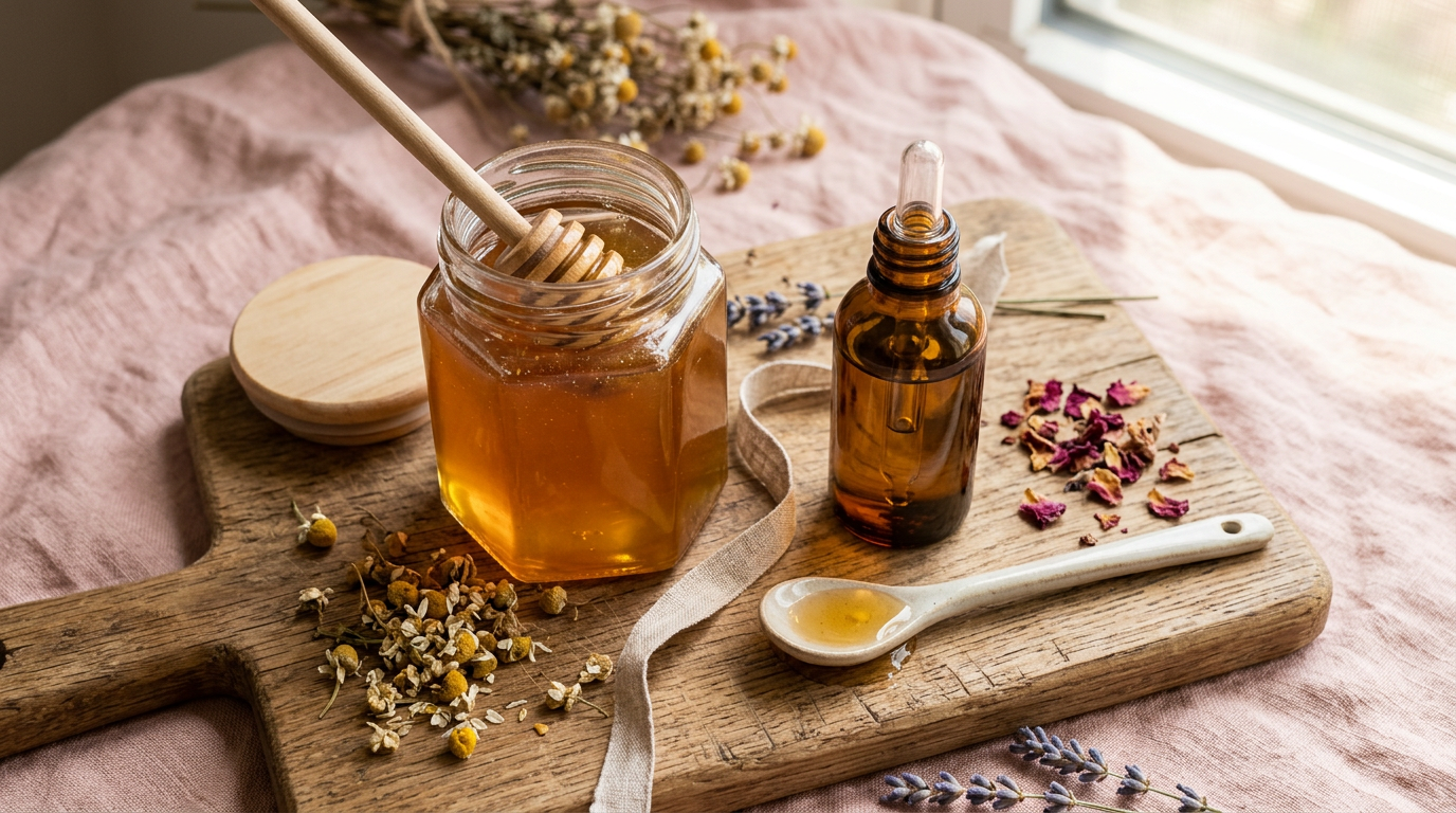 Dưỡng ẩm môi mỗi ngày với mật ong và vitamin E cho môi mềm hồng tự nhiên