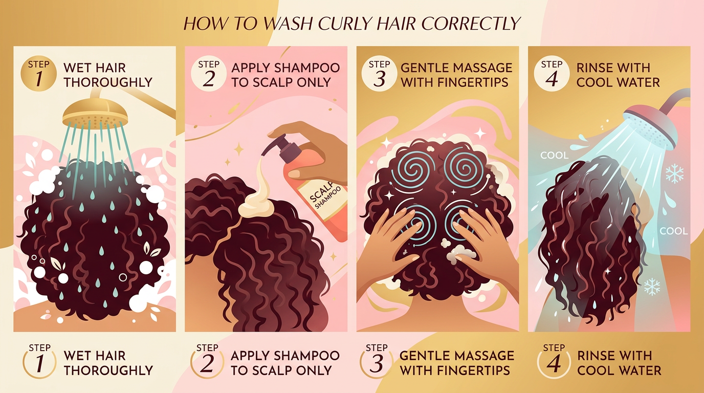 Quy trình gội đầu đúng cách cho tóc xoăn tự nhiên