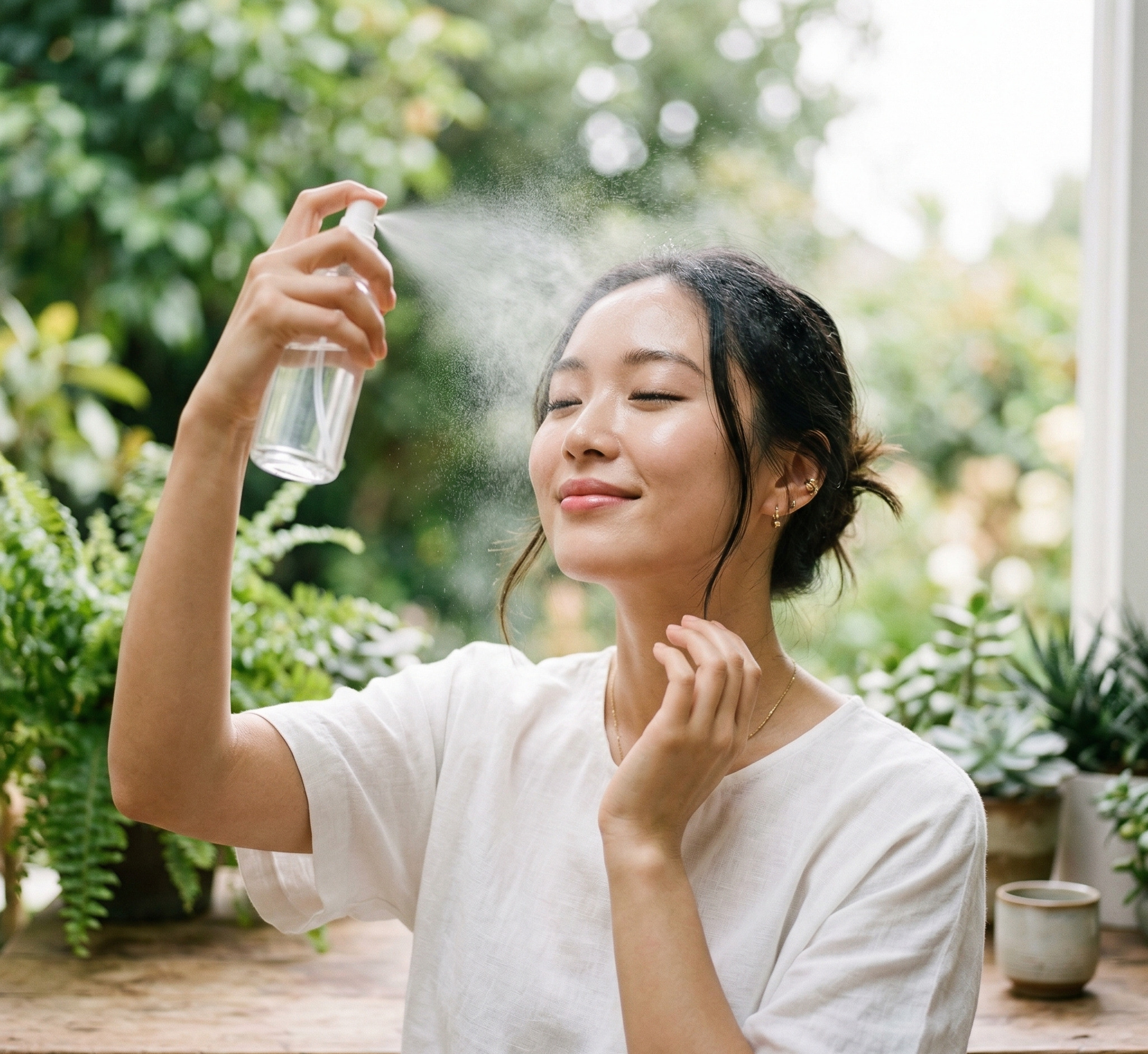 xịt khoáng giữ makeup bền lâu no-makeup look suốt cả ngày