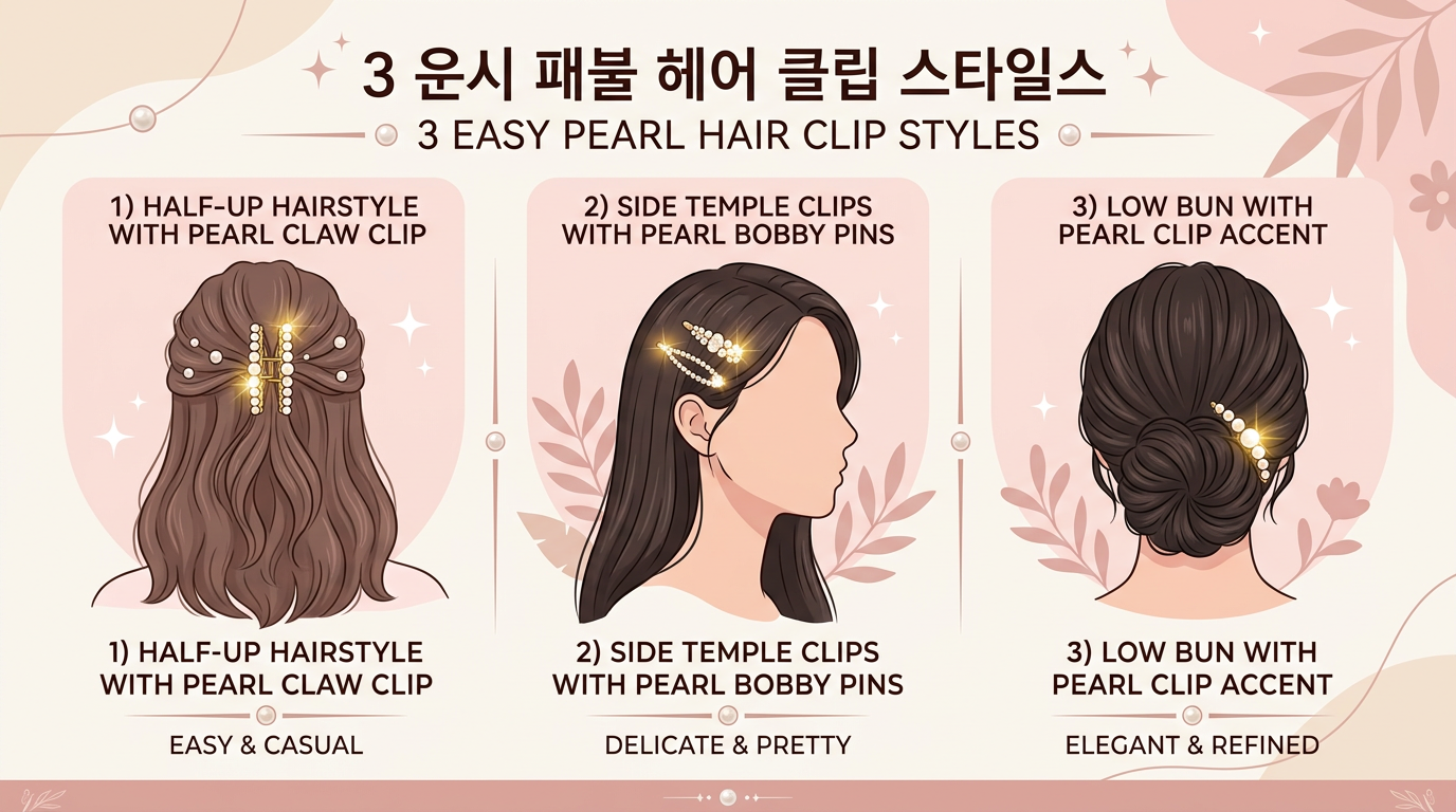 3 kiểu tạo tóc đẹp với kẹp tóc ngọc trai Hàn Quốc