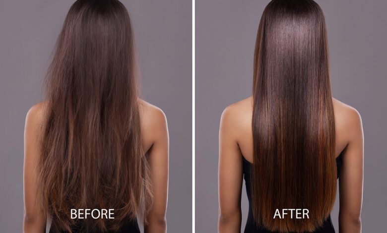 Tóc trước và sau liệu trình keratin - từ xơ rối đến bóng mượt