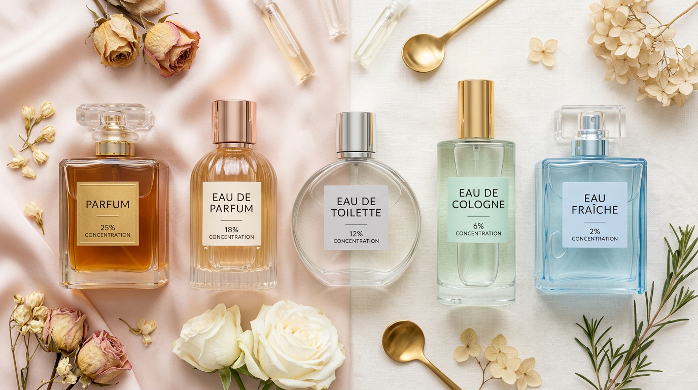 Phân loại nước hoa theo nồng độ tinh dầu từ Parfum đến Eau Fraiche