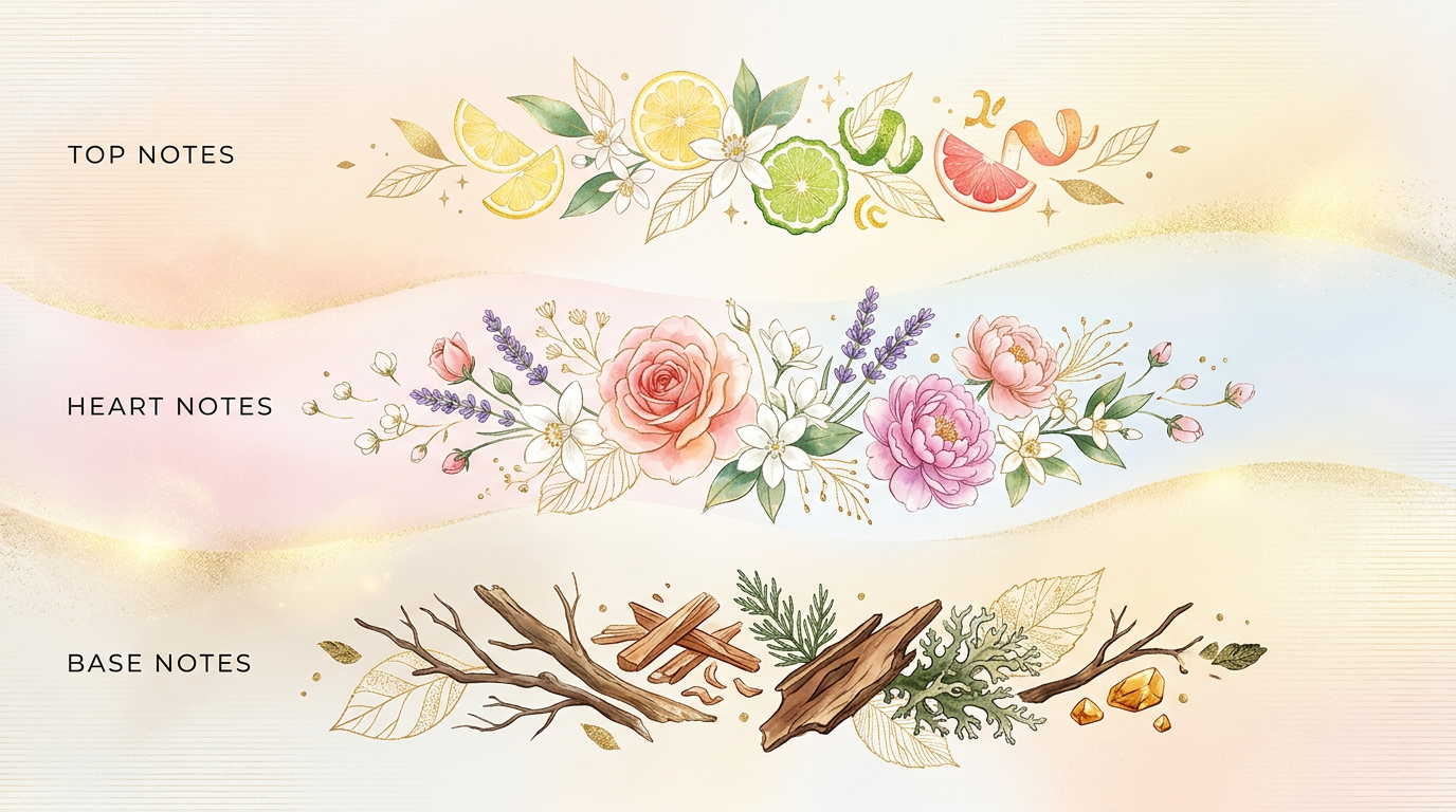 Các tầng hương top note heart note base note trong nước hoa