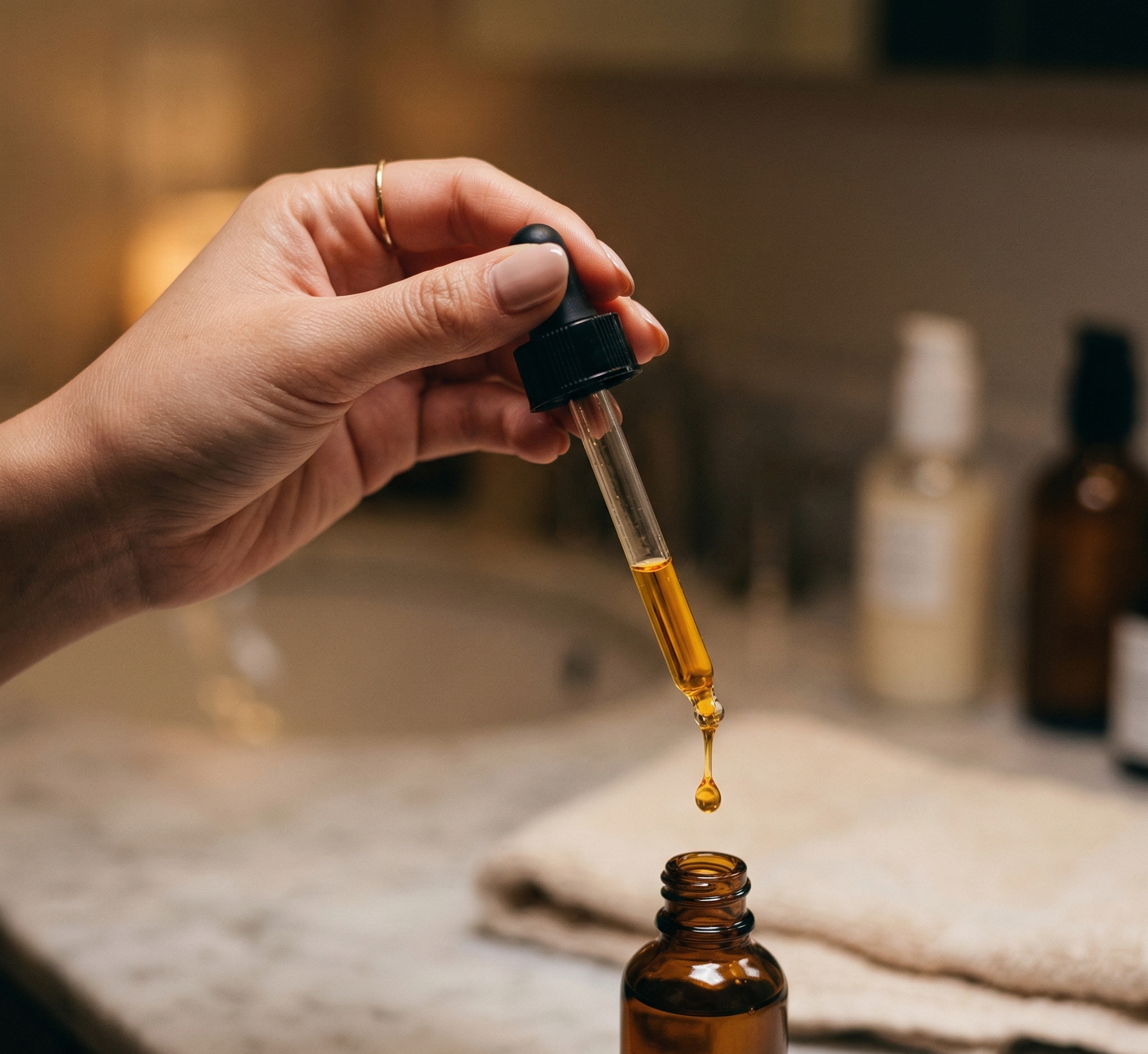 Routine dưỡng da buổi tối với retinol serum