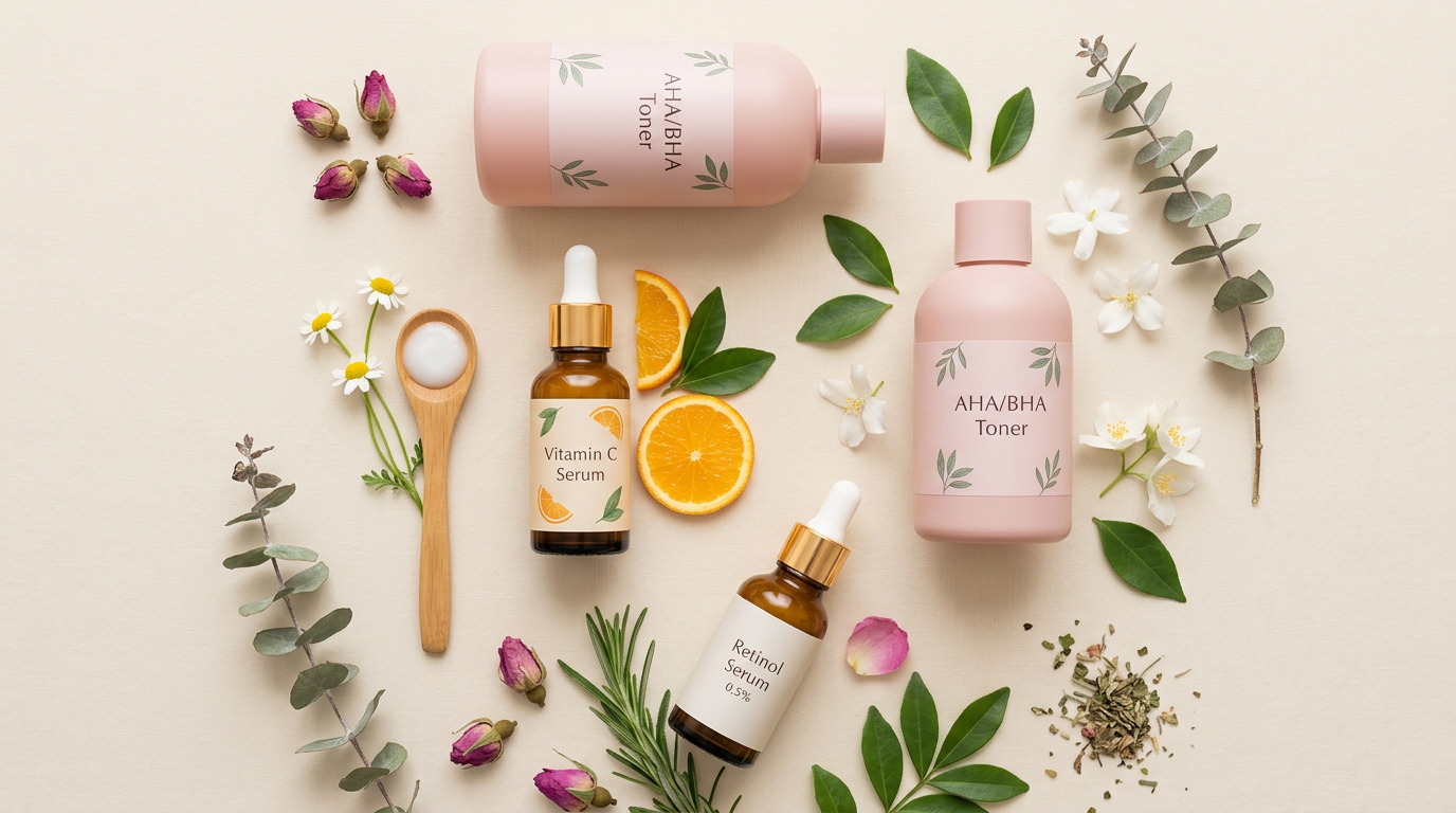 Serum AHA BHA retinol và sản phẩm skincare gây purging da