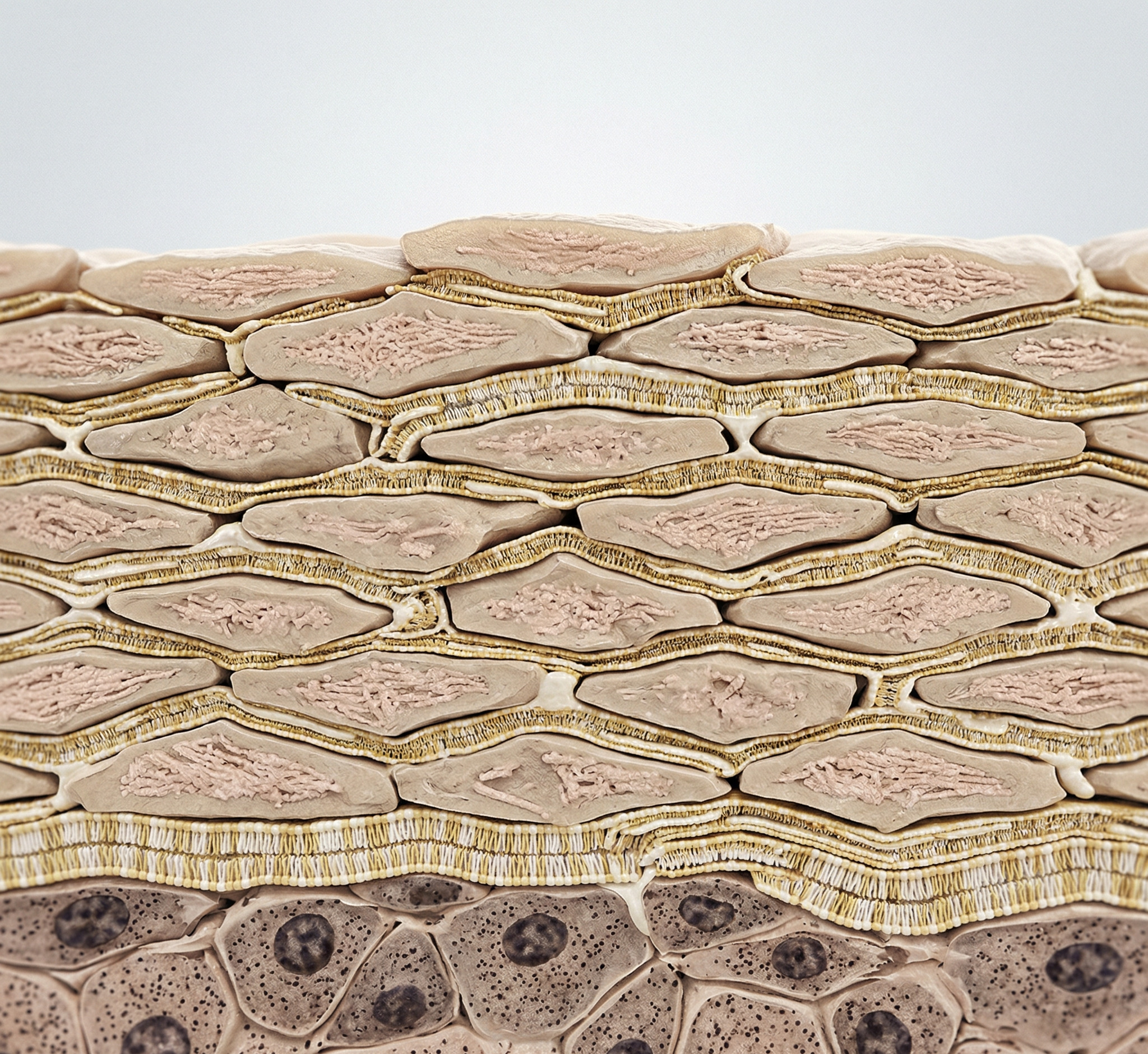 Cấu trúc skin barrier - lớp biểu bì sừng nhìn từ kính hiển vi
