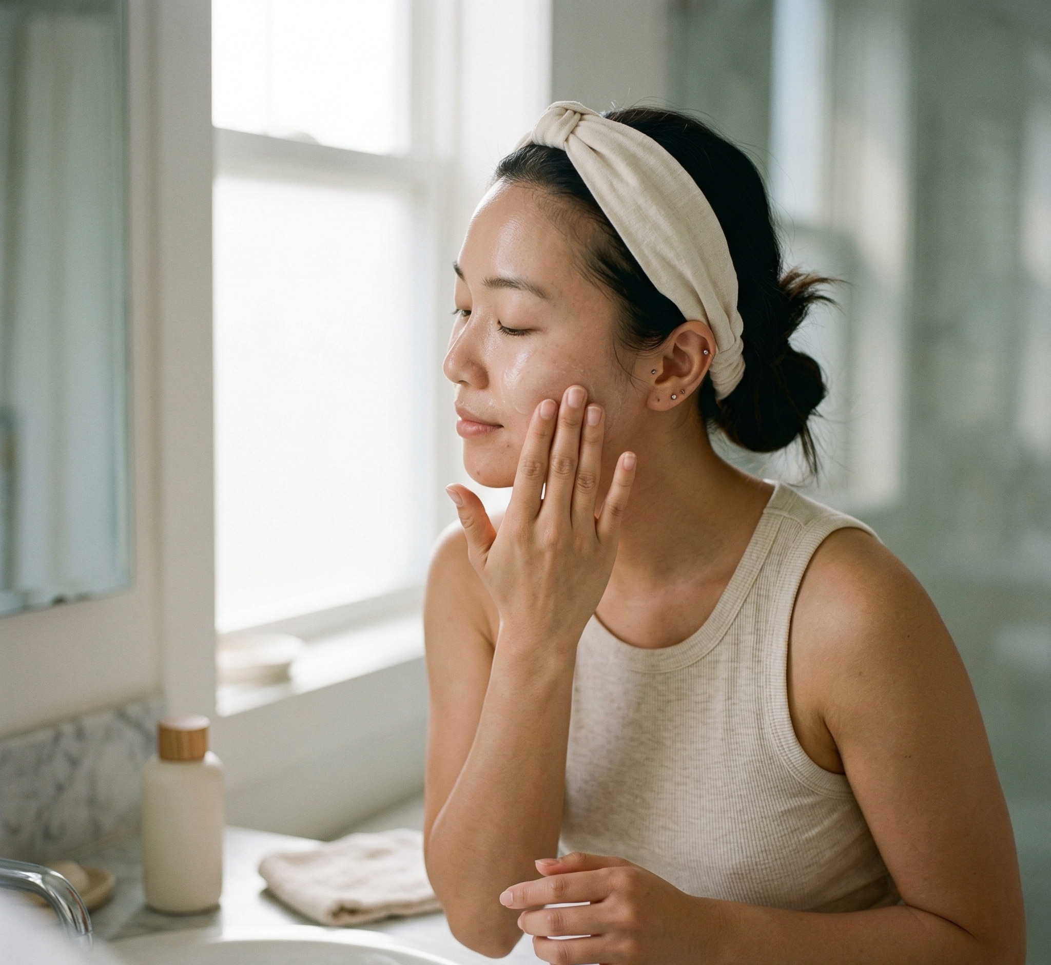 dưỡng da skin prep trước khi trang điểm no-makeup look