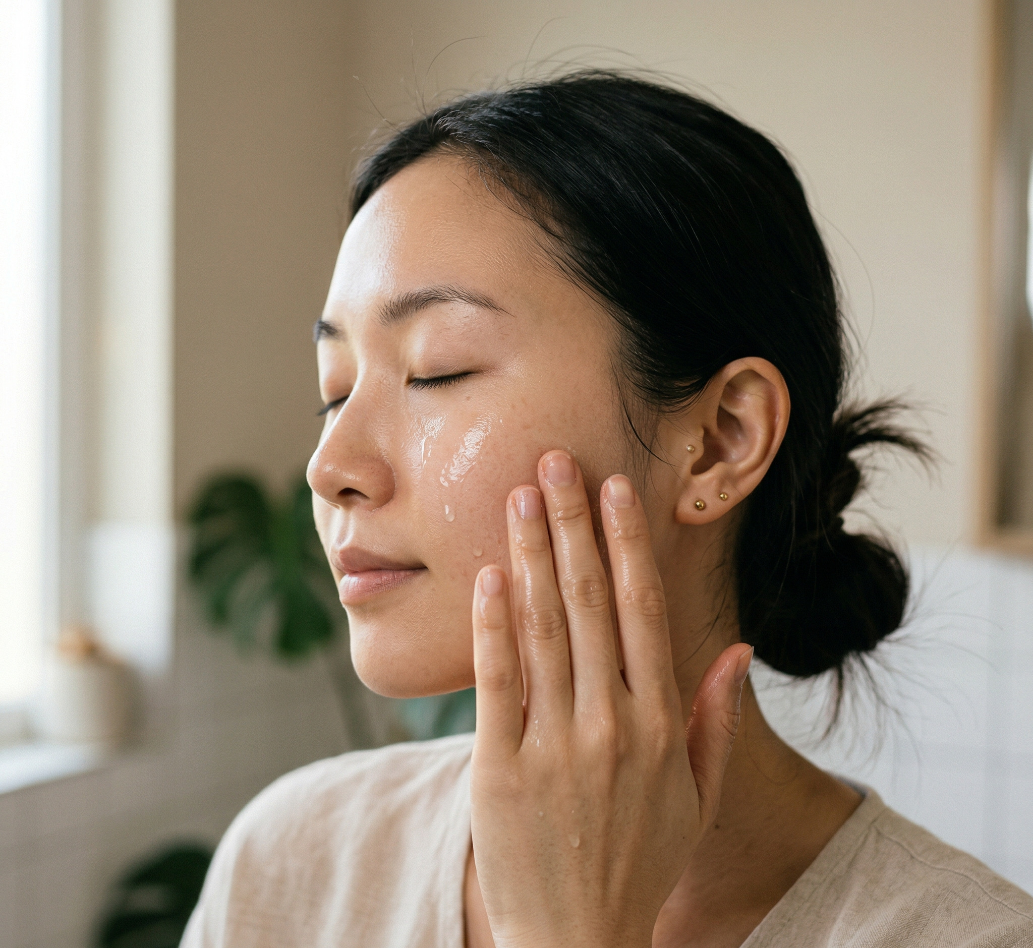 Thoa serum centella cho da nhạy cảm