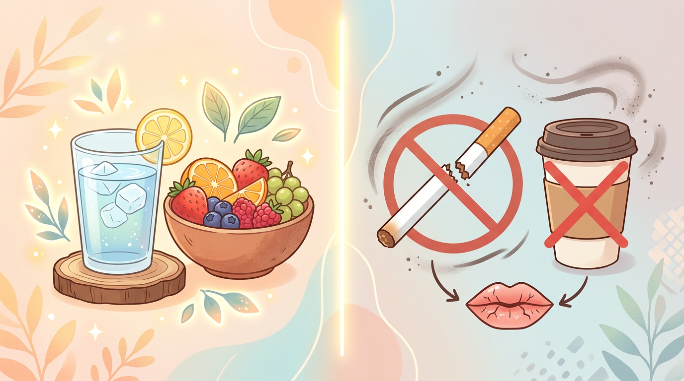 Thói quen cần thay đổi để môi hết thâm: bỏ hút thuốc, uống đủ nước, chống nắng