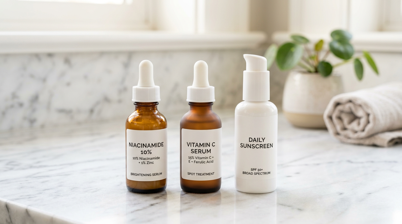 Trị thâm sau nặn mụn với niacinamide, vitamin C và kem chống nắng