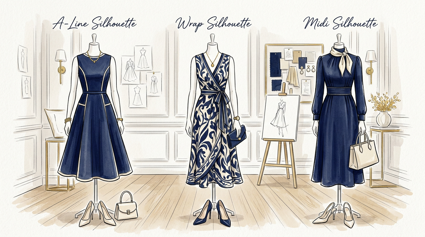 Kiểu váy A-line, wrap dress và midi phù hợp nhất cho người mũm mĩm