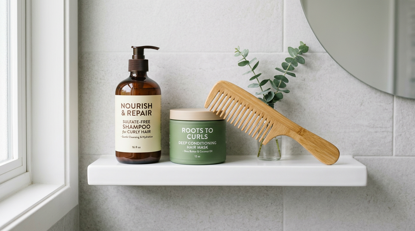 Routine gội đầu đúng cách cho tóc uốn với dầu gội không sulfate và lược răng thưa