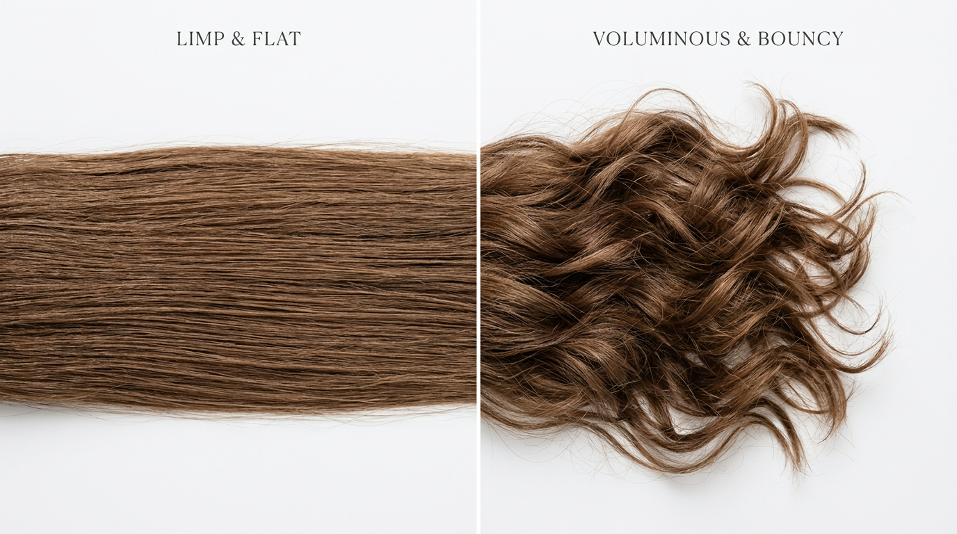 So sánh tóc xẹp và tóc bồng bềnh có độ phồng tự nhiên