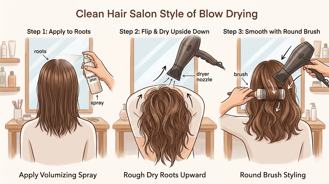 Kỹ thuật sấy tóc đúng cách để tạo độ bồng: sấy lộn ngược, dùng lô tròn